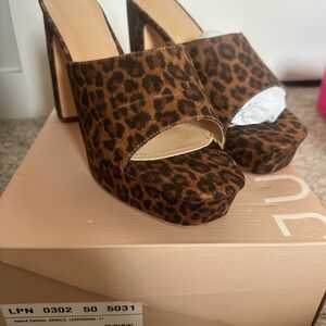 Leopard Print Platform Sandals